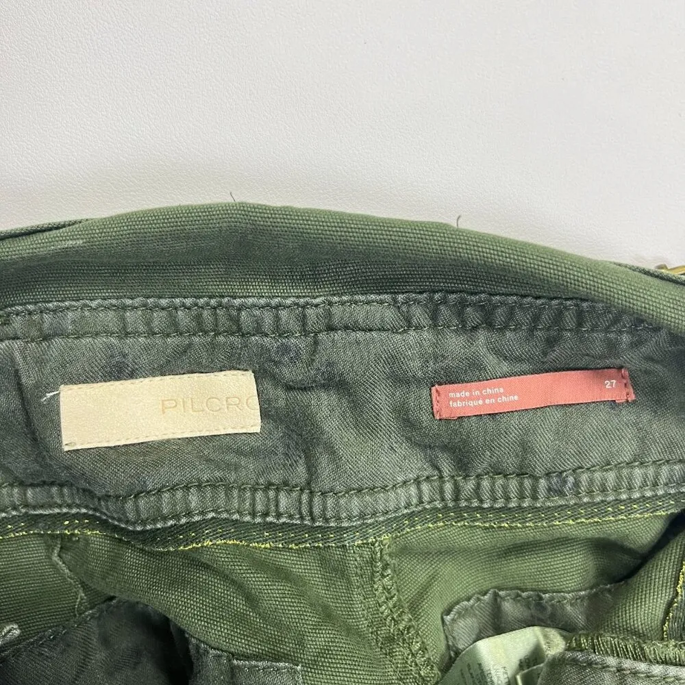 NWOT Anthropologie Pilcro Wanderer Patchwork Overalls Size 27 Green Cotton Blend - Image 14