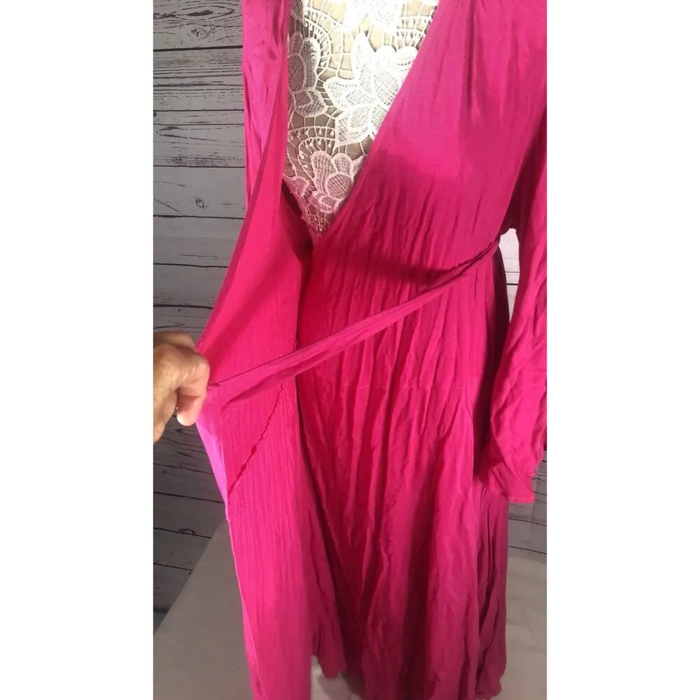 NWT Belma Vintage pink wrap long sleeved maxi dress one size plus - Image 9