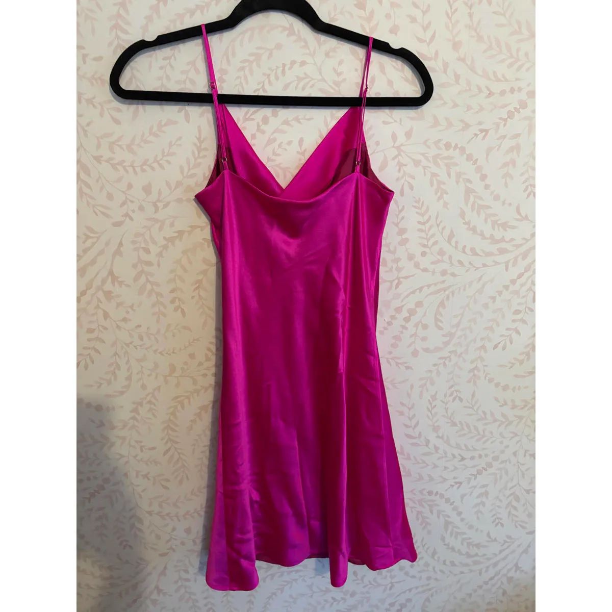 GENERATION LOVE Satin Pink Silk Dress with Spaghetti Straps - Image 5