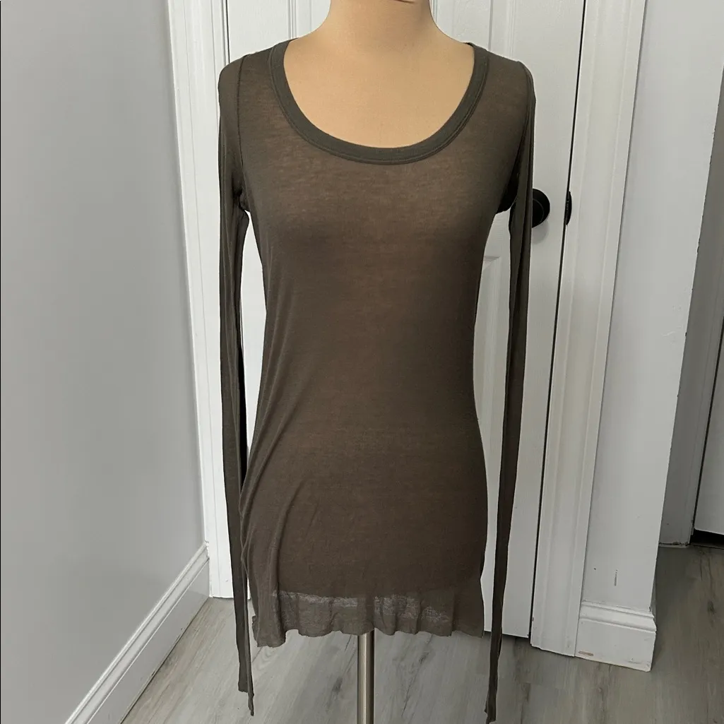 Rick Owens Lilies Long Sleeve Brown Tee Size 8 - Image 3