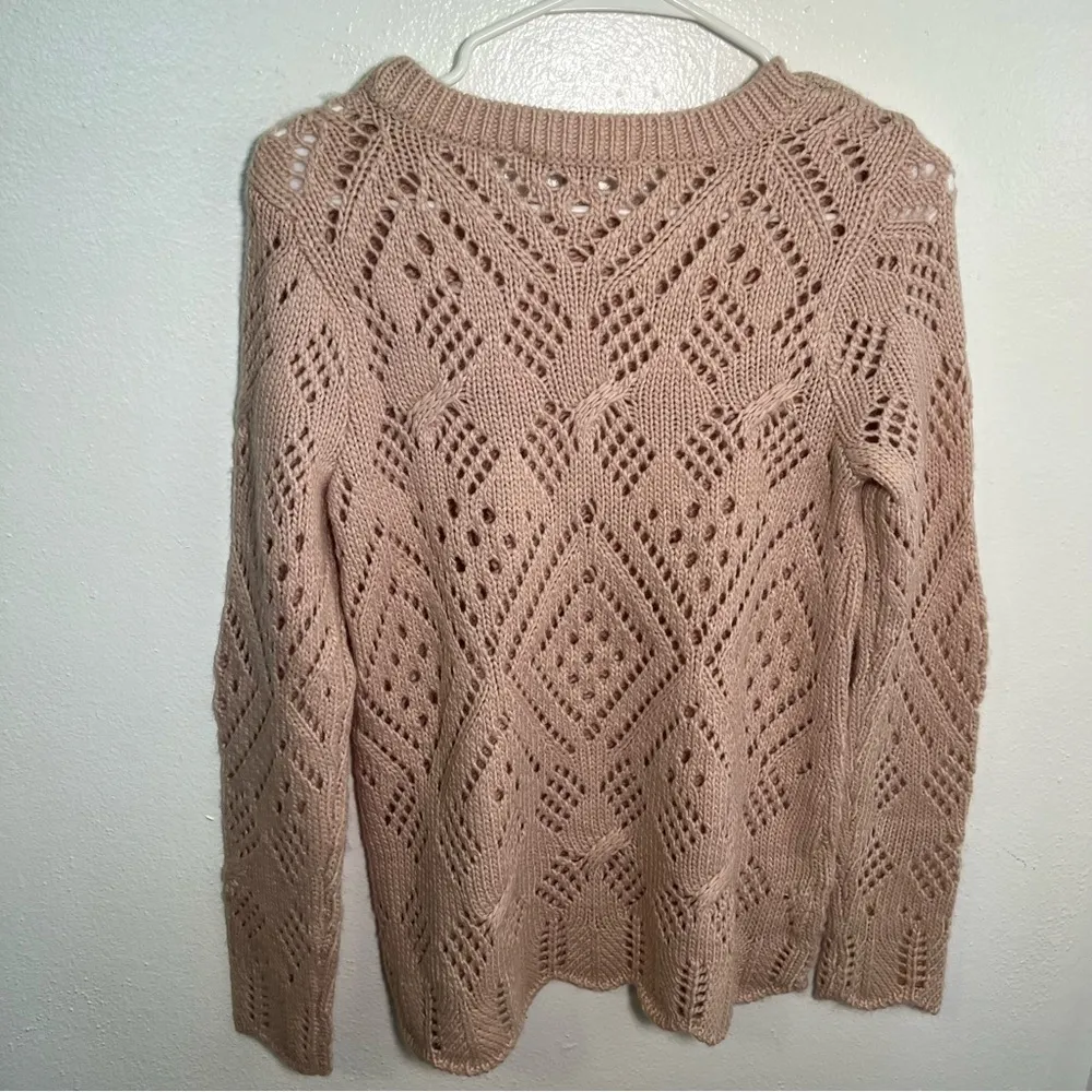 Loft Crewneck Sweater Light Pink Loose Knit - Image 9