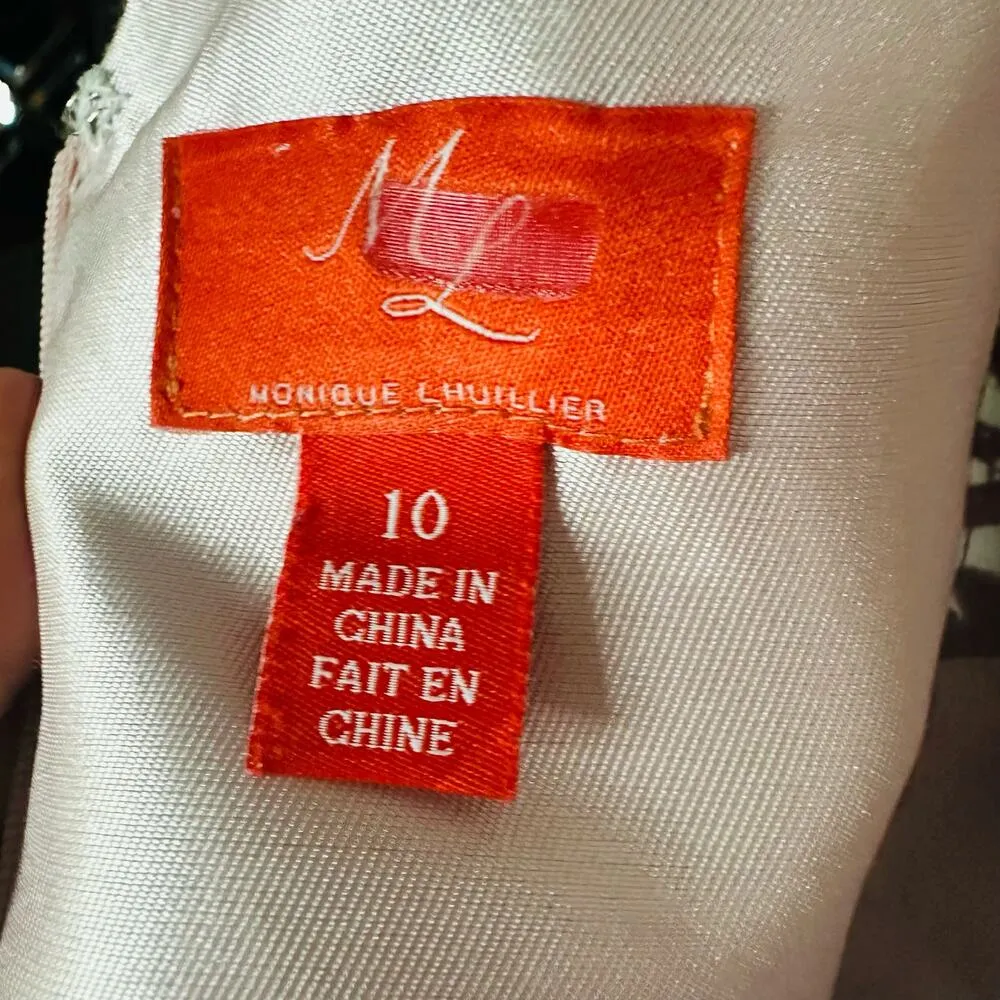 ML MONIQUE LHUILLIER Pink White Floral V - Image 11