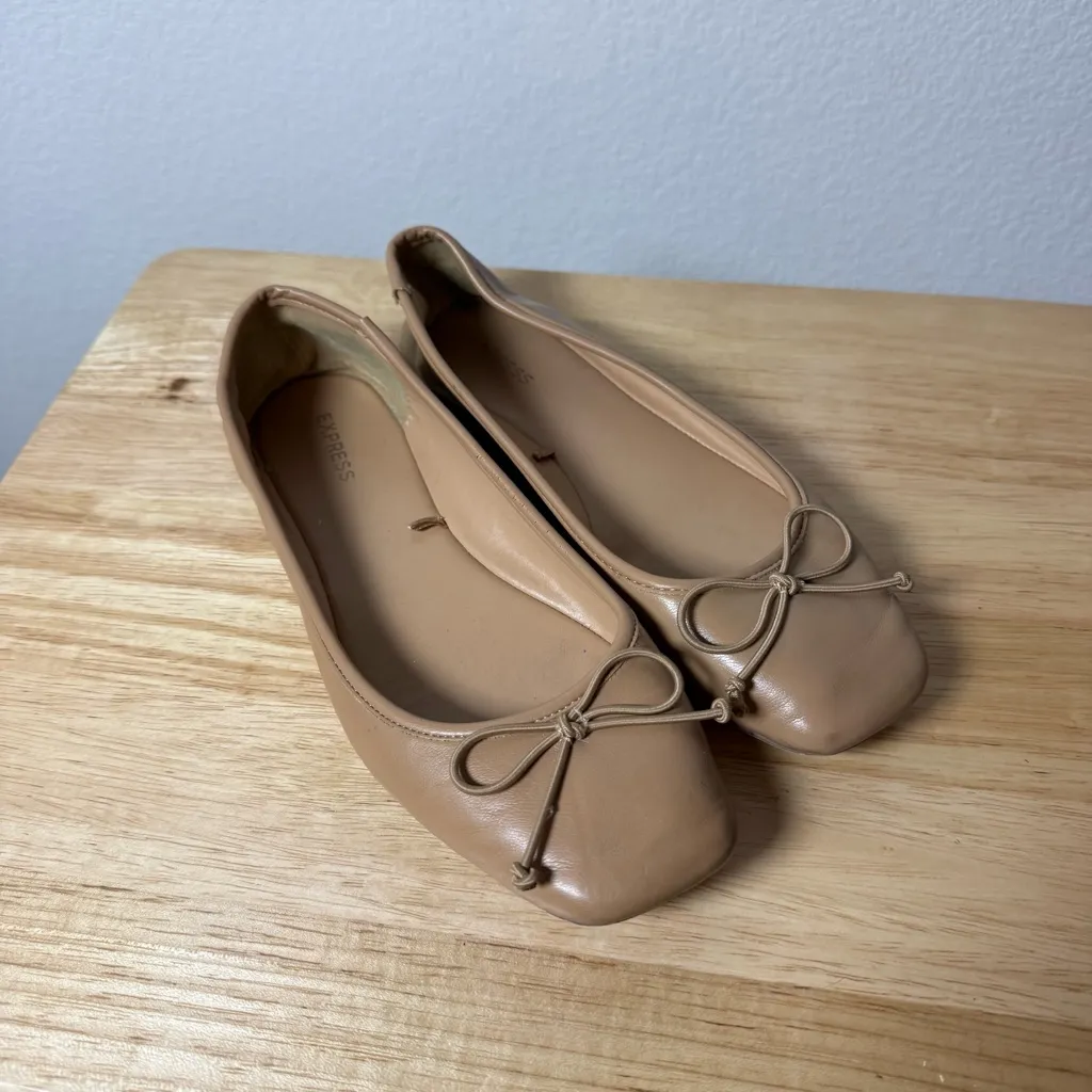 Express Women’s Square Toe Ballet Flats in Tan Size 7 - Image 2