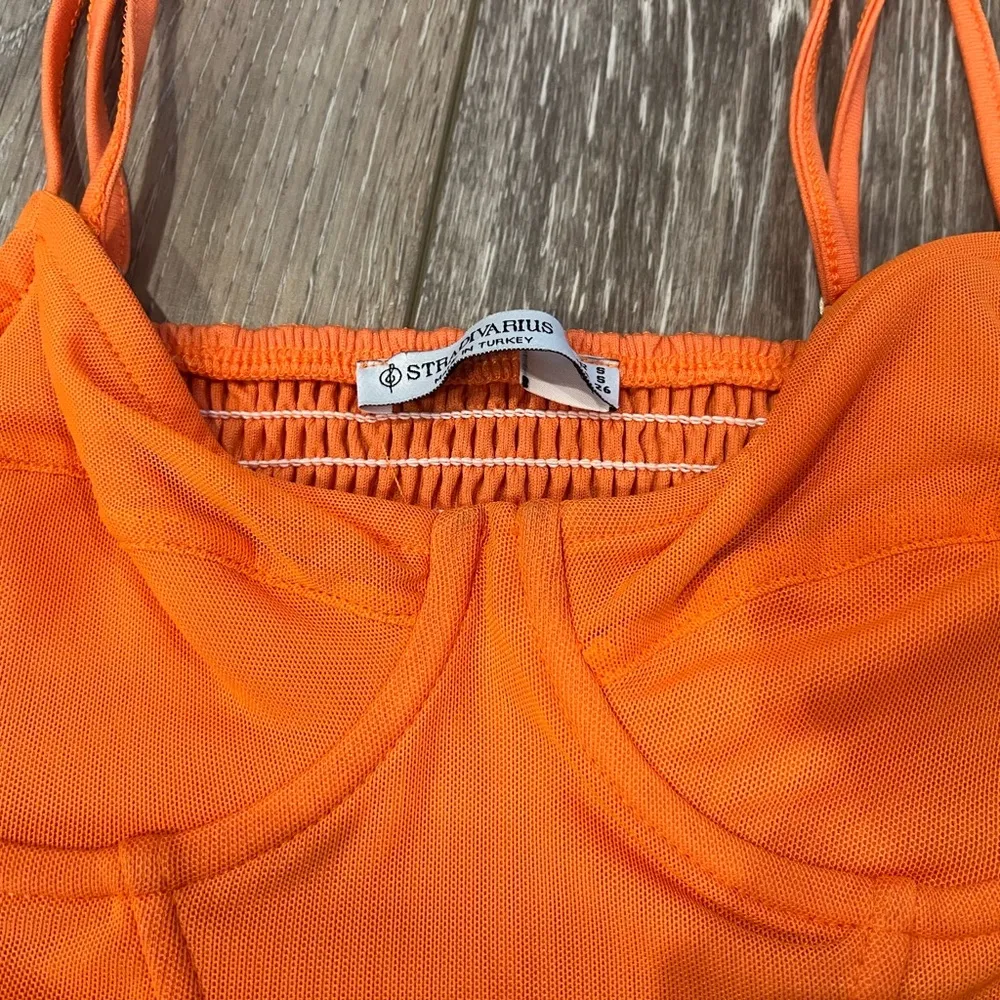 Stradivarius  Orange Underwire Corset Cropped Top - Image 2