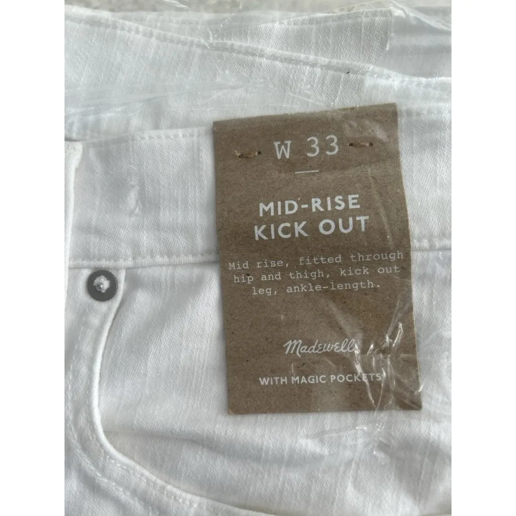Madewell Mid Rise Kick Out Ankle Length Jeans Pure White Womens Size 33 - Image 4