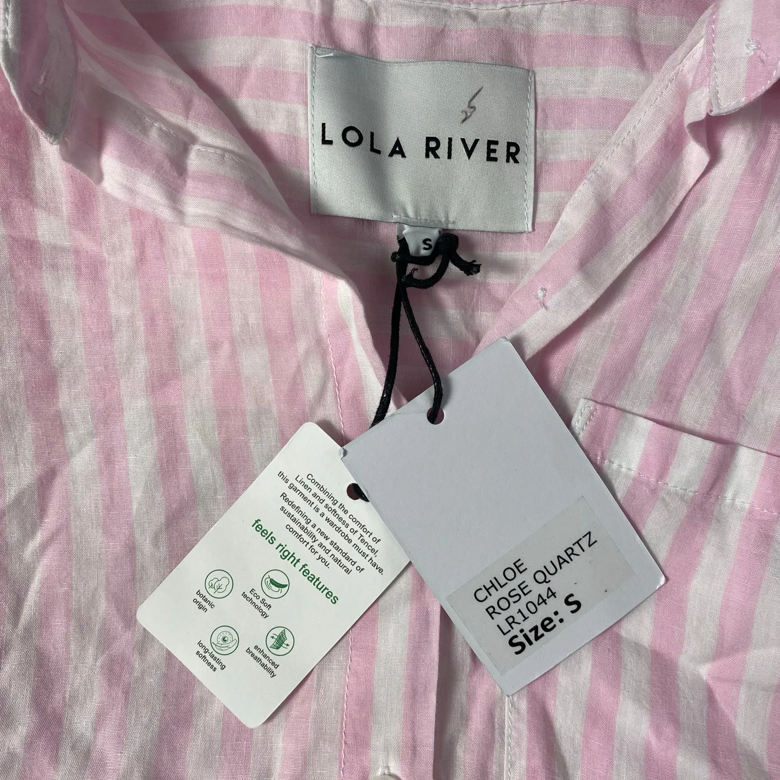 Lola River NWT Striped Linen x Tencel‎ Chloe Top Womens Size S in Rose Quartz Pink - Image 7