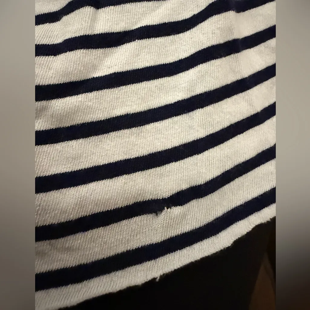 Frank & Eileen Patty Popover Henley Top Short Sleeve Shirt Striped Navy White - Image 7