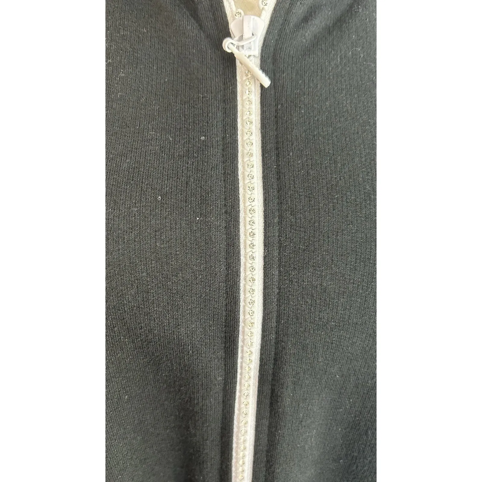 Quaker Factory Size L Black Vest Rhinestone Zippered Pocket Boho Chic Classic - Image 3