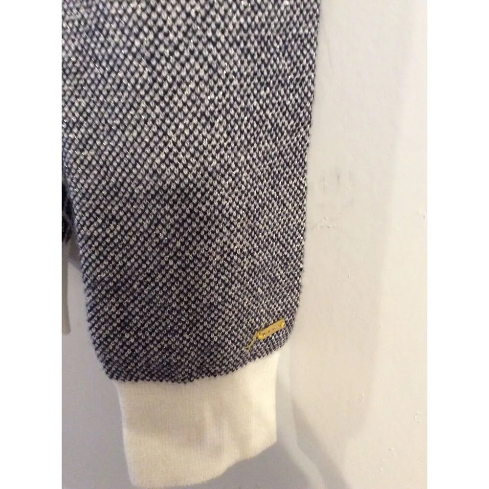 Tommy Hilfiger Black White Gold V Neck Sweater Womens S Bling - Image 4