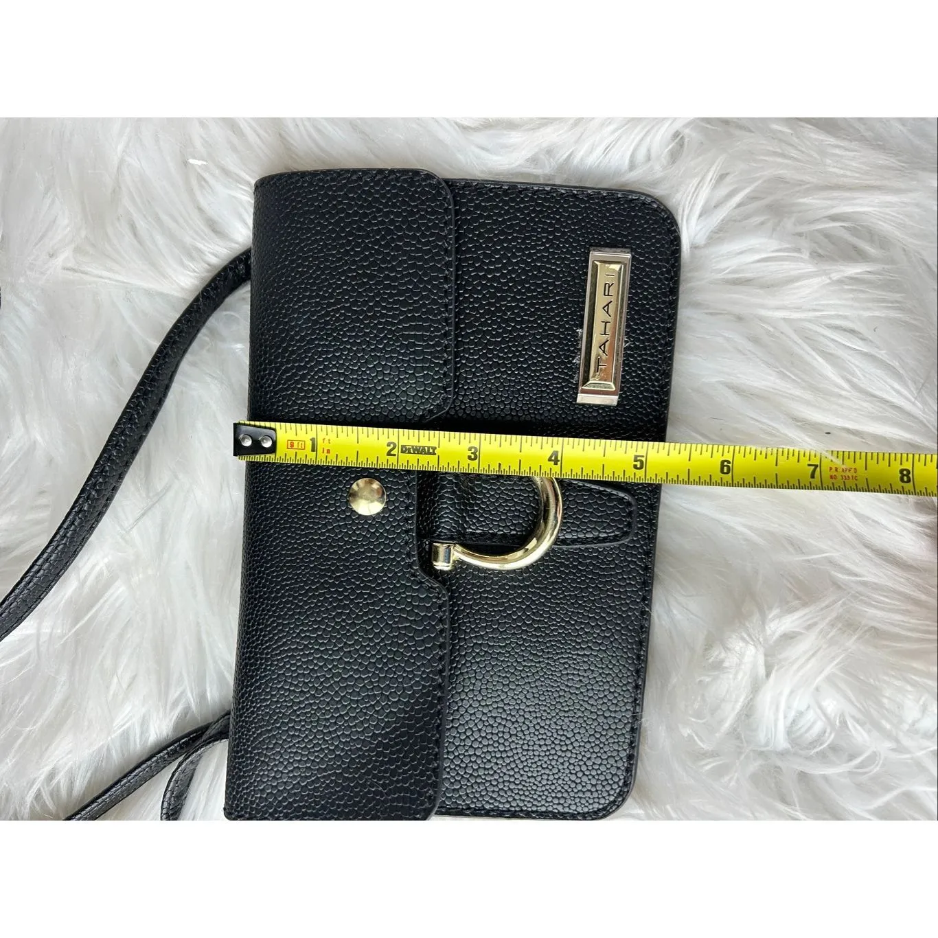 Tahari Women’s Black Patent Leather Flap-Over Crossbody Handbag Small - Image 10