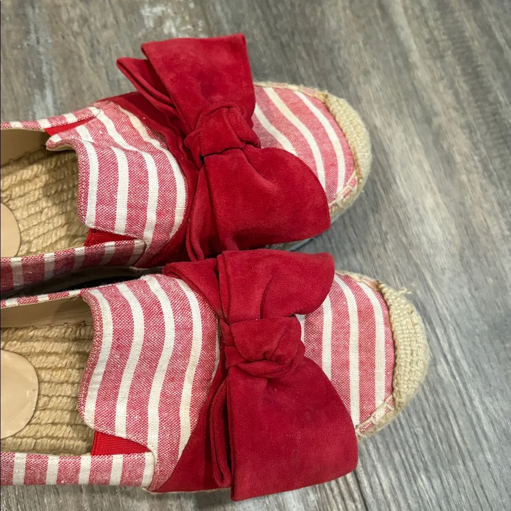 Botkier Espadrille Wesley Red Striped Bow Platform Shoes size 8 - Image 4