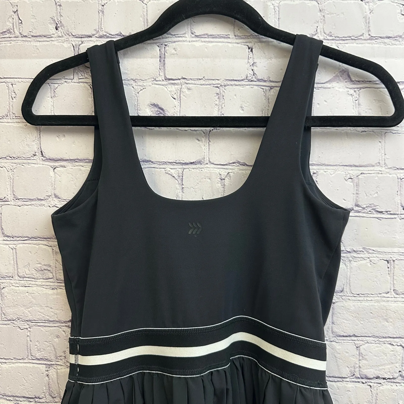All in Motion Black White Tennis Athletic Romper Dress With Shorts Pocket Small - Image 5