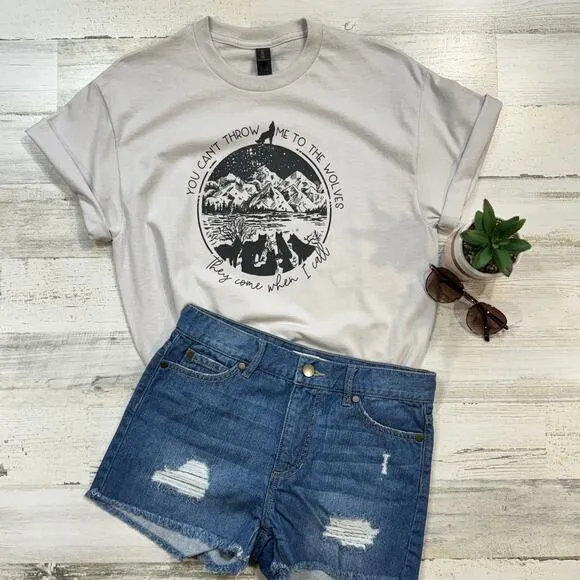 You Can’t Throw Me To The Wolves…Women’s Large T-Shirt Short Sleeves Ice Gray - Image 2
