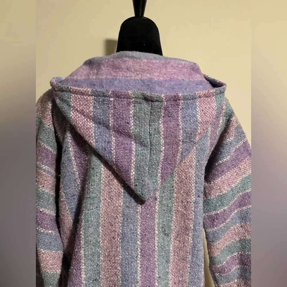 EUC Purple and Pink Striped Baja Hoodie with Pocket size medium - Image 6