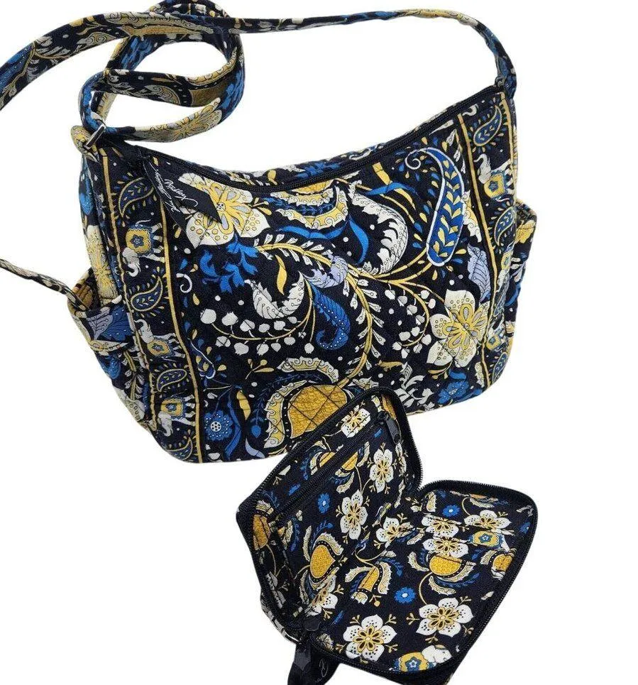Vera Bradley Lizzy Ellie Blue Yellow Floral Paisley Crossbody Purse & Wallet Duo - Image 7