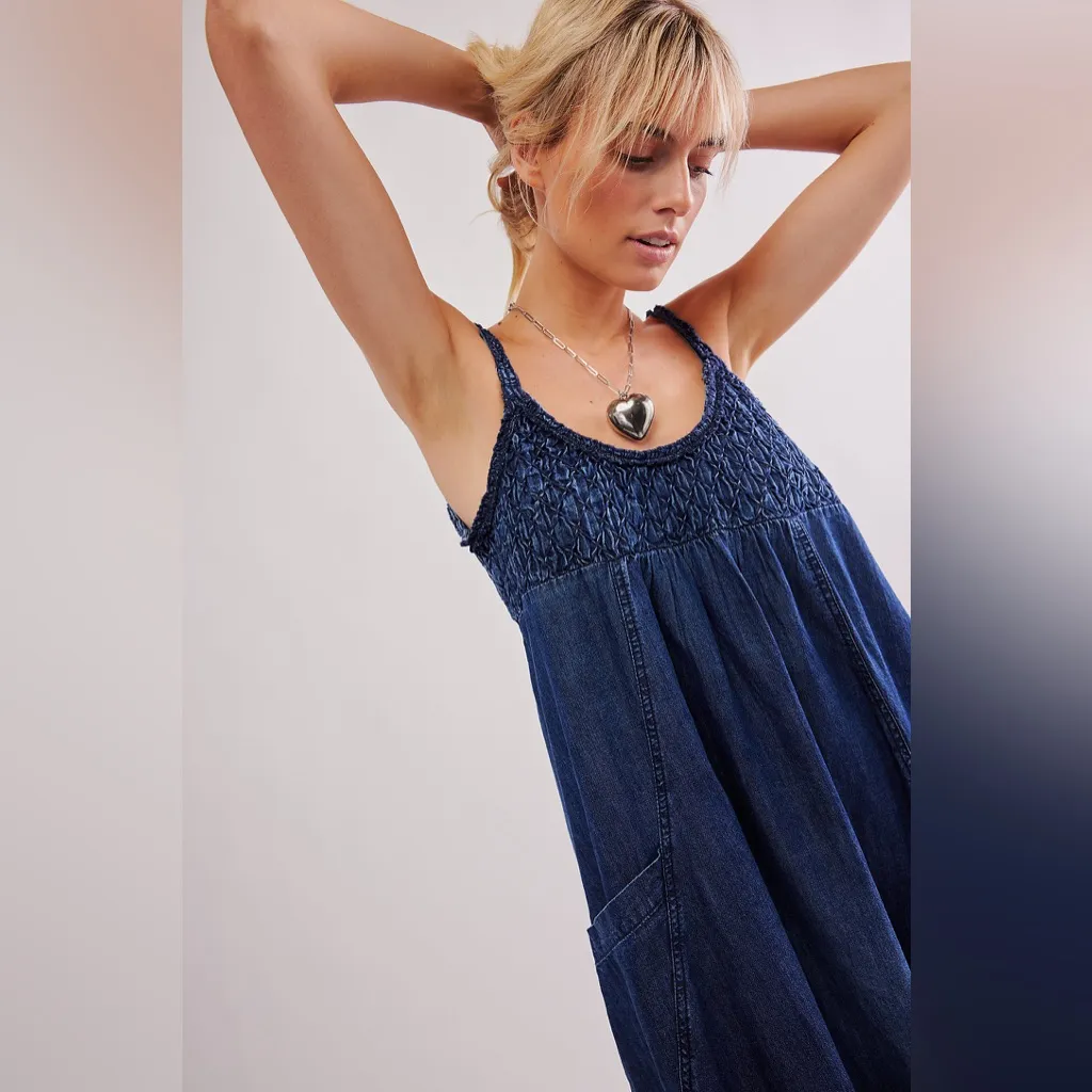 Free People Clear Skies Denim Maxi in Hazey Mazey Blue M - Image 4