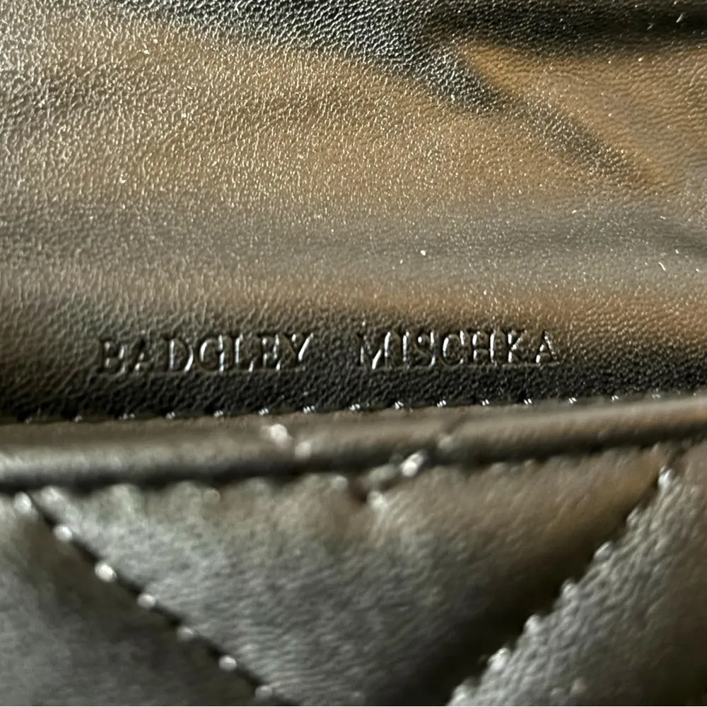 NWT- Badgley Mischka Quilted Black & Gold Crossbody Purse - Image 7