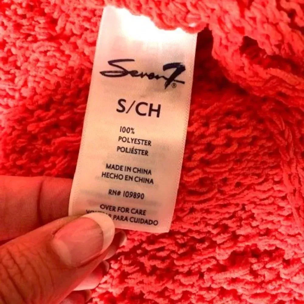 Seven 7 Chenille chunky coral sweater S NWT‎ - Image 6