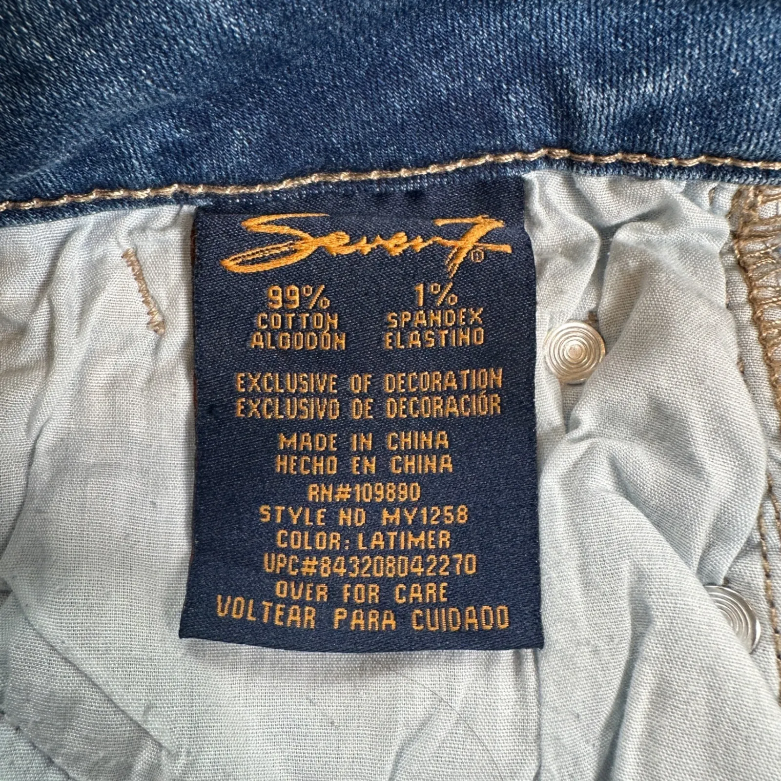 Vintage 7 For All Mankind Jeans Womens 6 Blue Skinny Embroidered Light Wash Y2K - Image 8