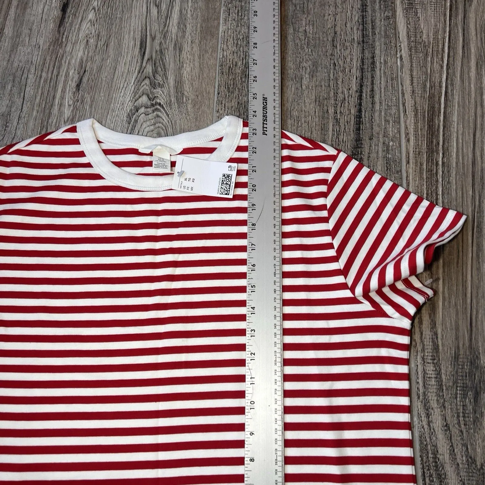 H&M Red & White Classic Striped Women’s Shirt Sz XL  basic everyday wear #88 - Image 2