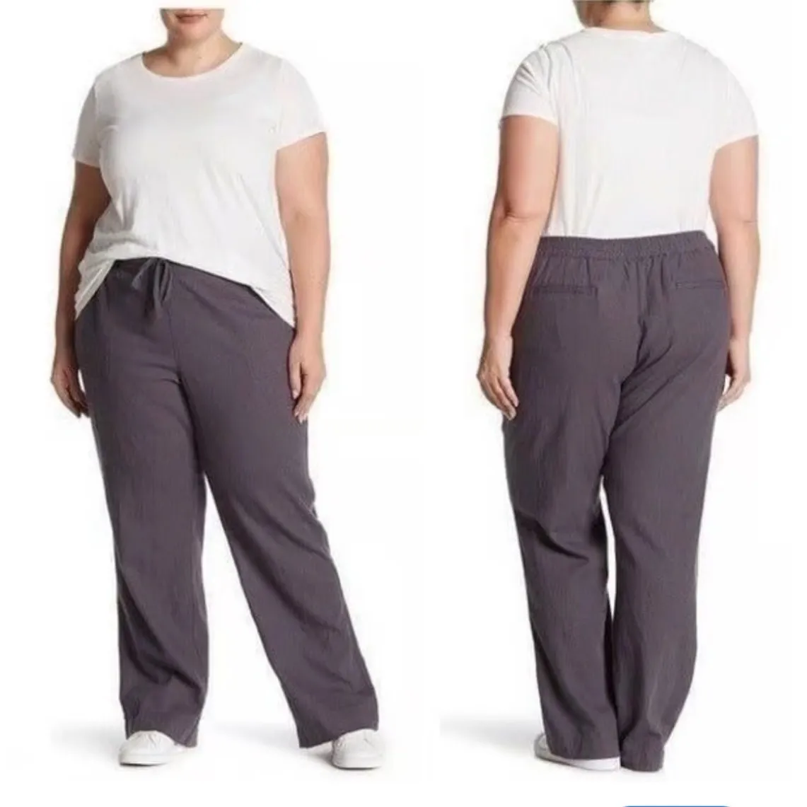 Caslon‎ Nordstrom 100% Linen Wide Leg Brown Casual Pants Drawstring Women Sz 18W - Image 2