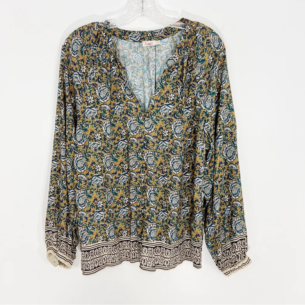 Faherty Fairfield Border Naomi Blouse Top Button Front Size Medium - Image 2
