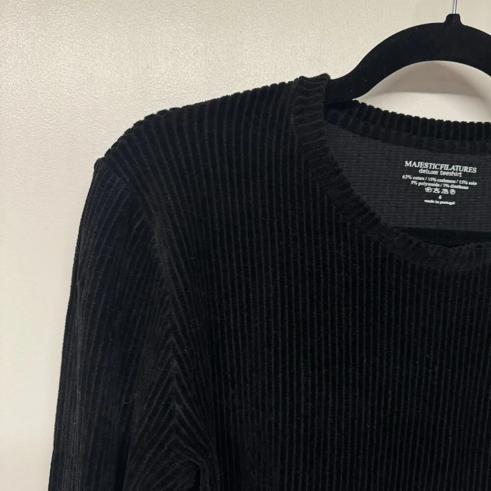 Majestic Filatures Deluxe Tee Shirt Cashmere Blend Black Velvet Size 4 Small - Image 3