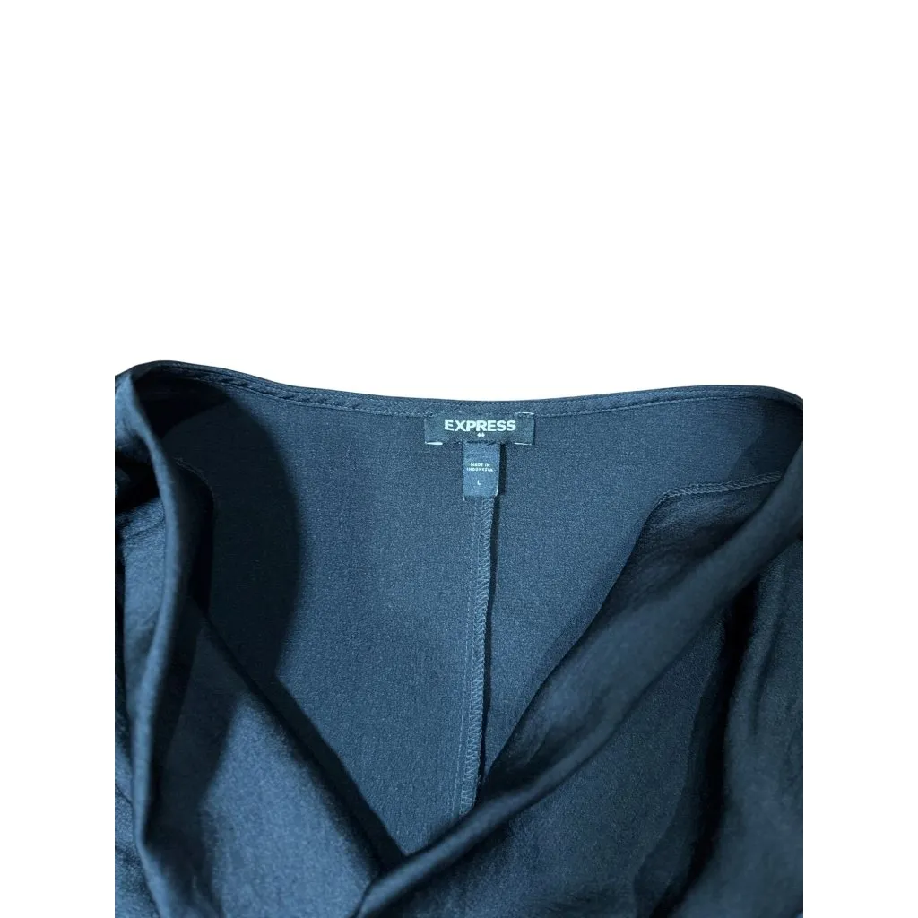 Express Womens L Top Black Sleeveless Cowl Neck Bodysuit Top Snap Closure Comfy - Image 8