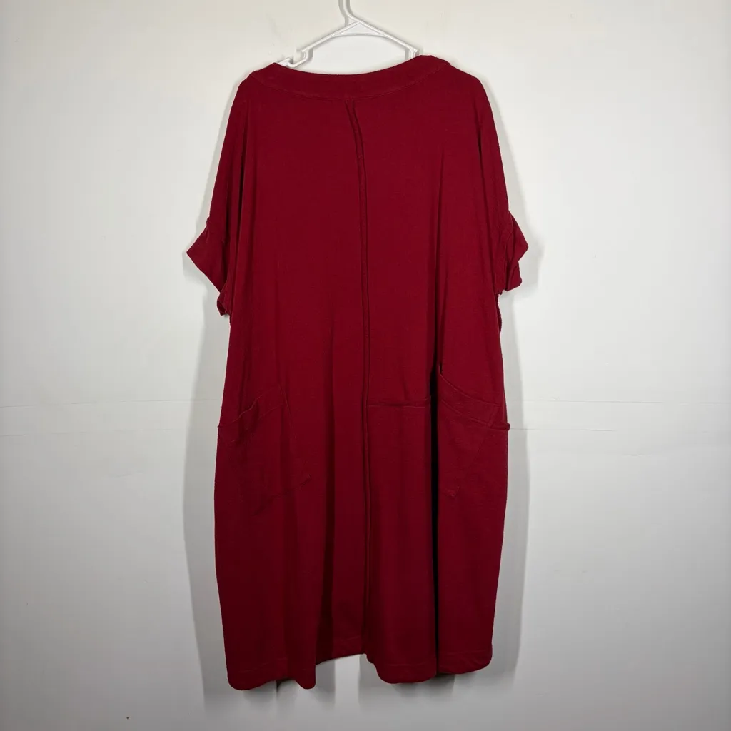 Moyuru Waffle Texture Tunic Dress Size Medium Red - Image 4