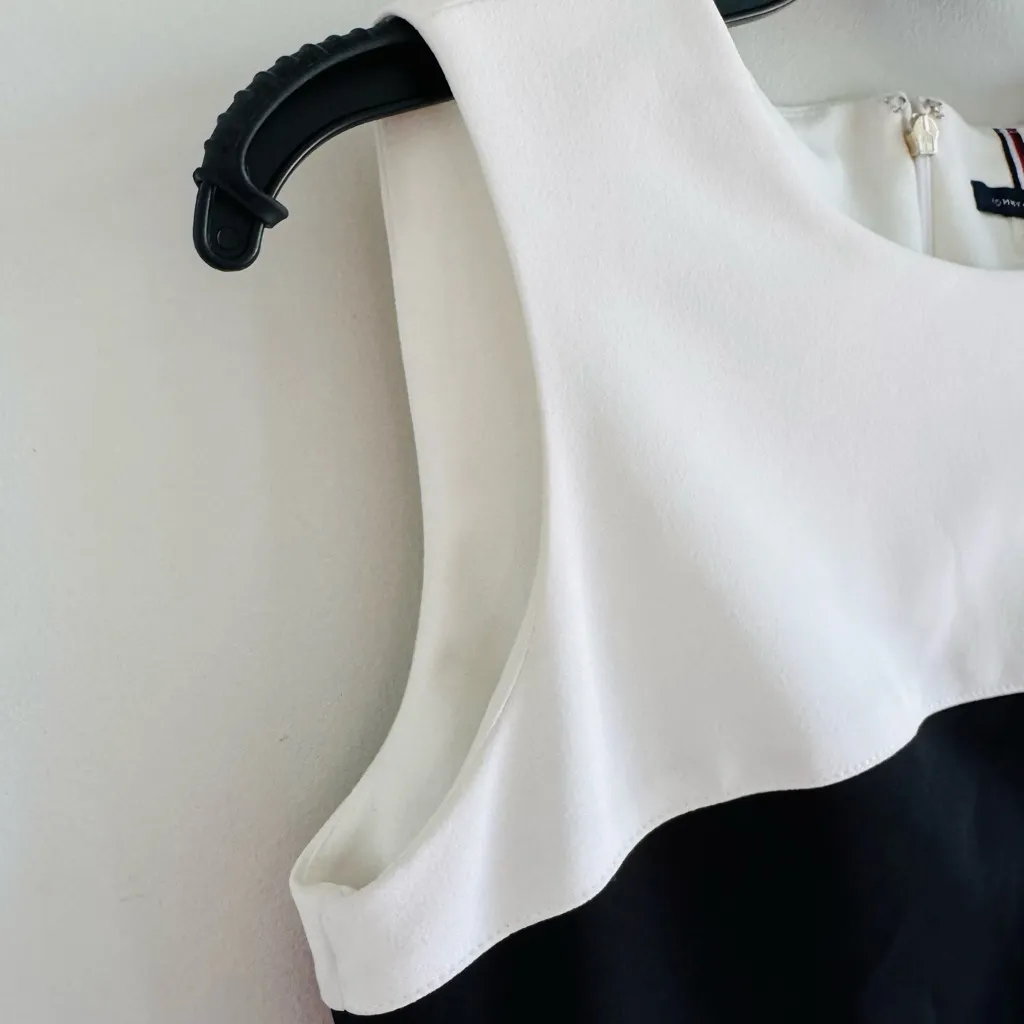 Tommy Hilfiger Black, White, and Tan Mini Dress - Image 4