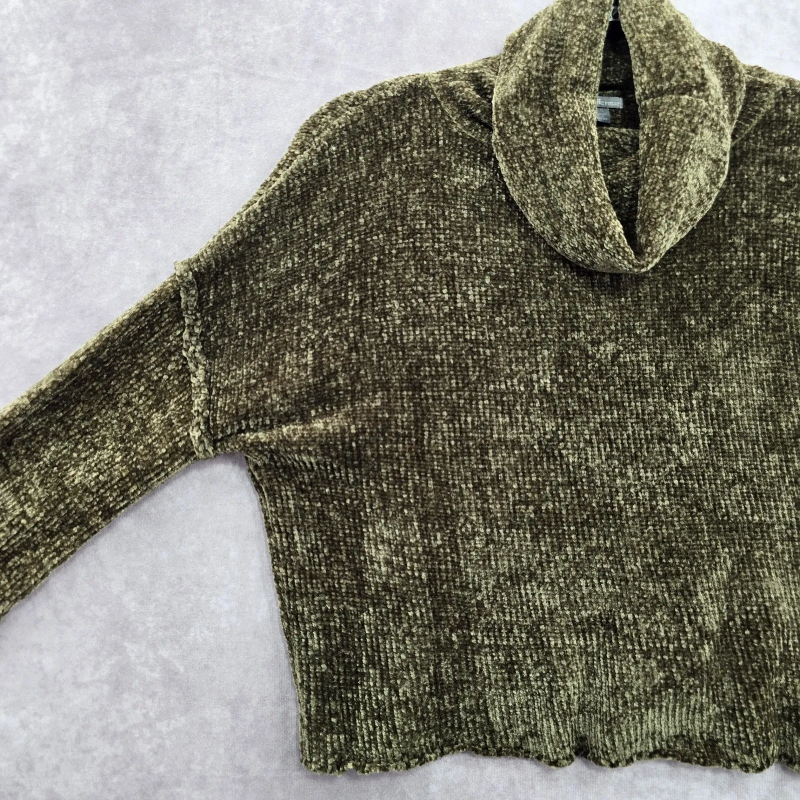 Charlotte Ruse Green Turtleneck Crop Chenille Flare Sleeve Y2K VTG Sweater Small - Image 7