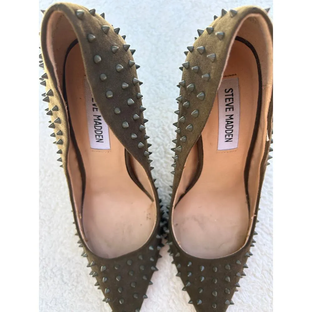 Steve Madden  Studded Dark Green Heels Size 7 - Image 4