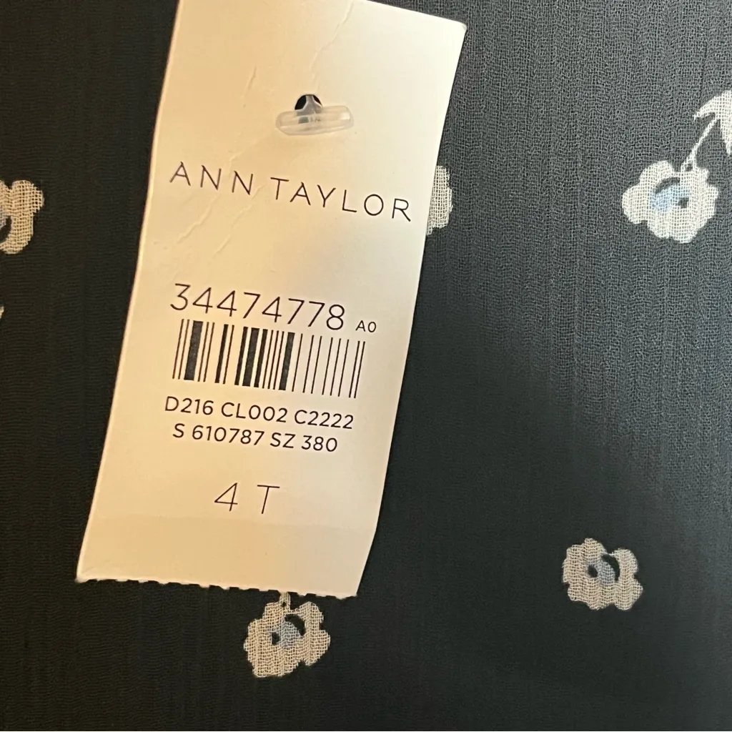 Ann Taylor Sz 4 T Sleeveless Floral Flare Pleated Dress Black White Floral Print - Image 9