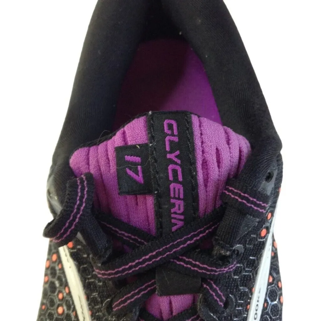 Brooks Sneaker Womens 5.5 Glycerin Black Purple Running Shoes Lace Up Low‎ Top - Image 7