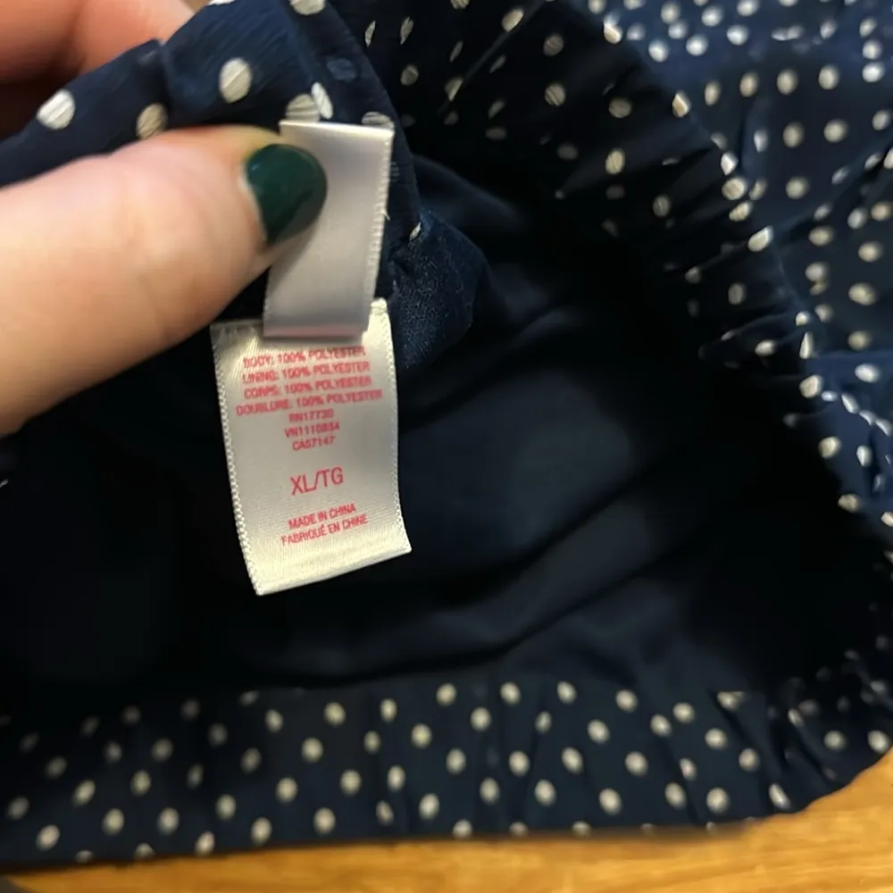 Xhilaration Women’s XL Blue White Polka Dot High Low Pleated Midi Skirt Cottage - Image 8