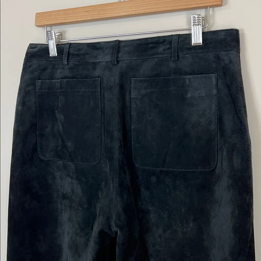 Vintage Lilly Pulitzer Suede Leather Wide Leg Pants Womens Sz 10 Black Western - Image 4