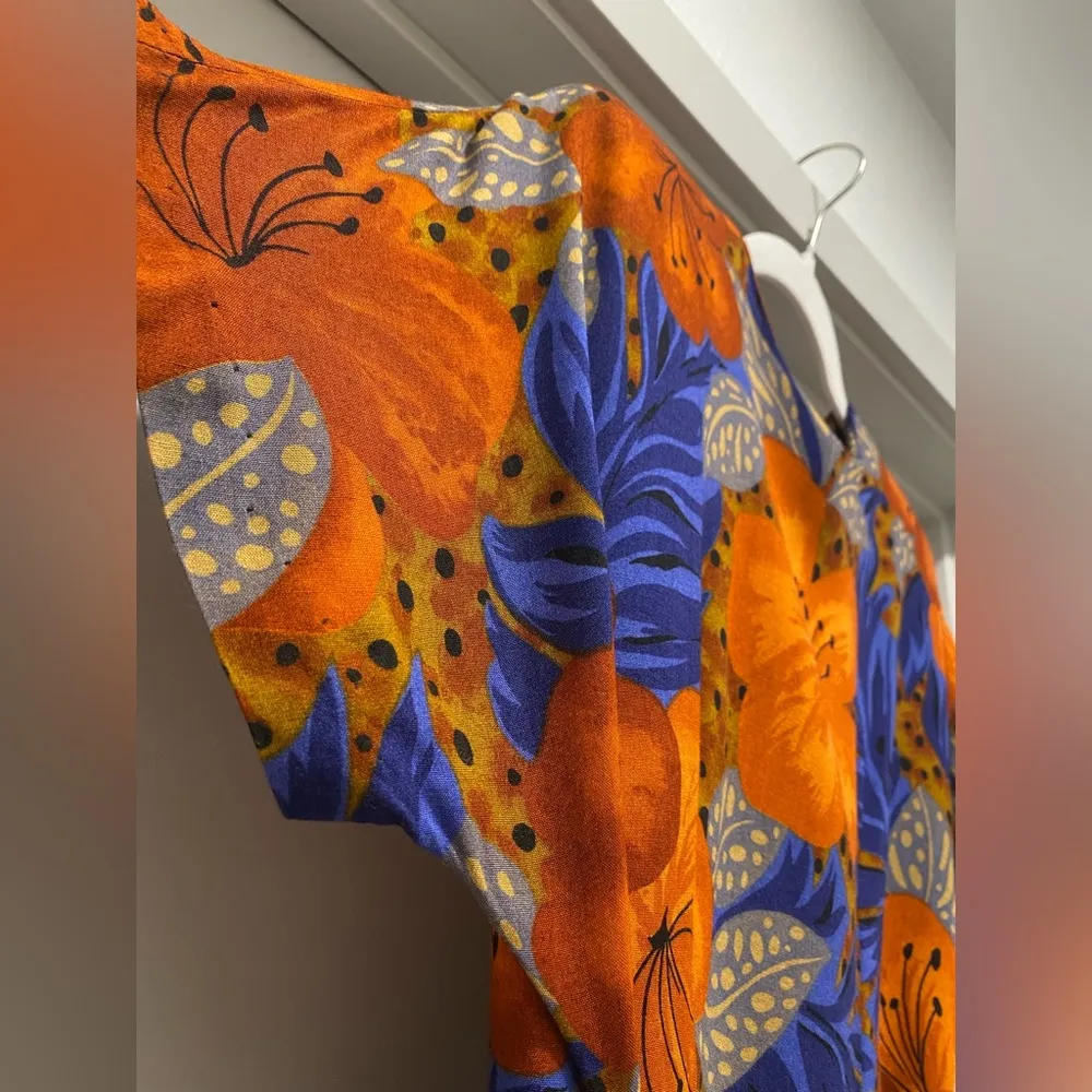 VTG 80s 90s Jacqueline Ferrar Colorful Tropical Hawaiian Floral Wrap Dress - 14P - Image 2