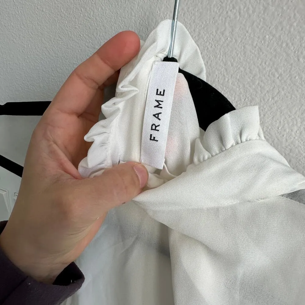 Frame  Silk White Ruffle front Blouse - Image 6