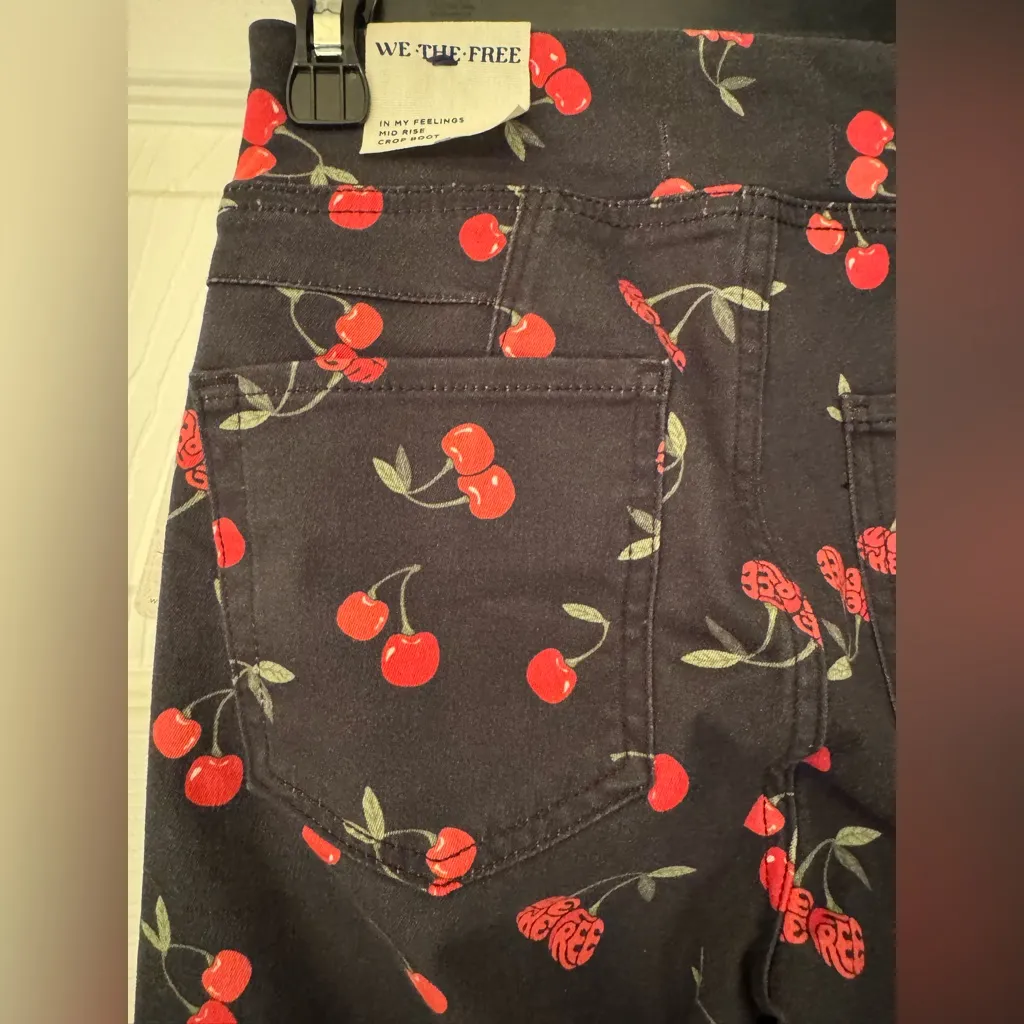 Free People We The Free In My Feelings Printed Cropped Slim Flare Pants Size XS - Image 13