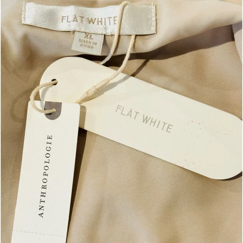 ANTHROPOLOGIE Flat White Square Neck Cropped Linen Blend Top Beige Size XL NEW - Image 8