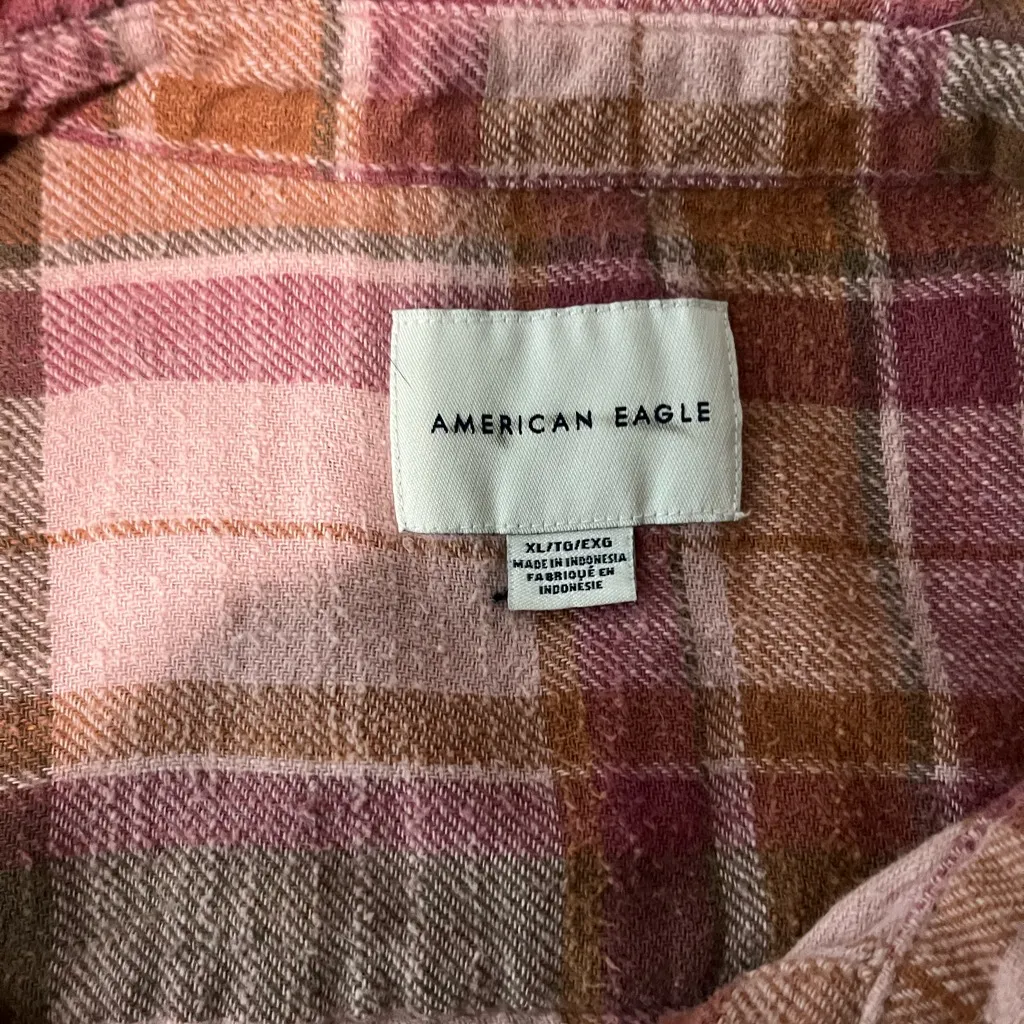 American Eagle XL Pink Red Plaid Button‑Up Shirt XL Cozy Fall Streetwear Top Y2K - Image 14