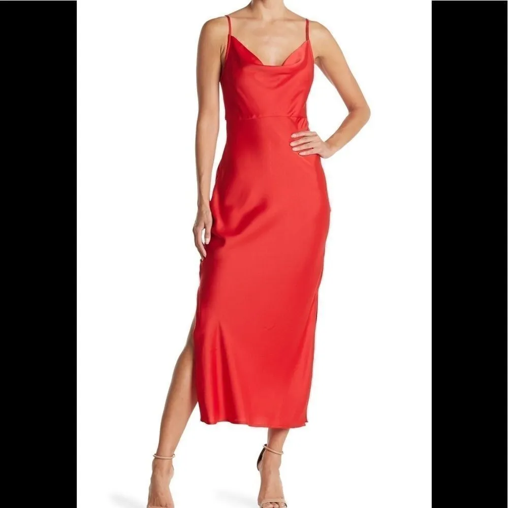 Taylor Midi Slip Midi Dress, Holiday/Christmas Party Dress, Red, Size 10, NWT‎ Red - Image 5