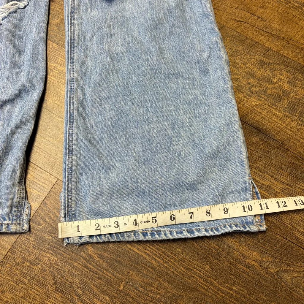 American Eagle Super High Rise Baggy Wide Leg Distressed Jeans Women’s 2 Ripped - Image 6