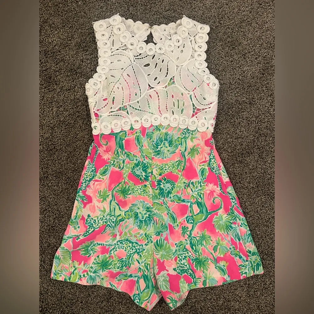 Lilly Pulitzer Sadie Romper Size 0 Raz Berry Catty Shack - Image 2