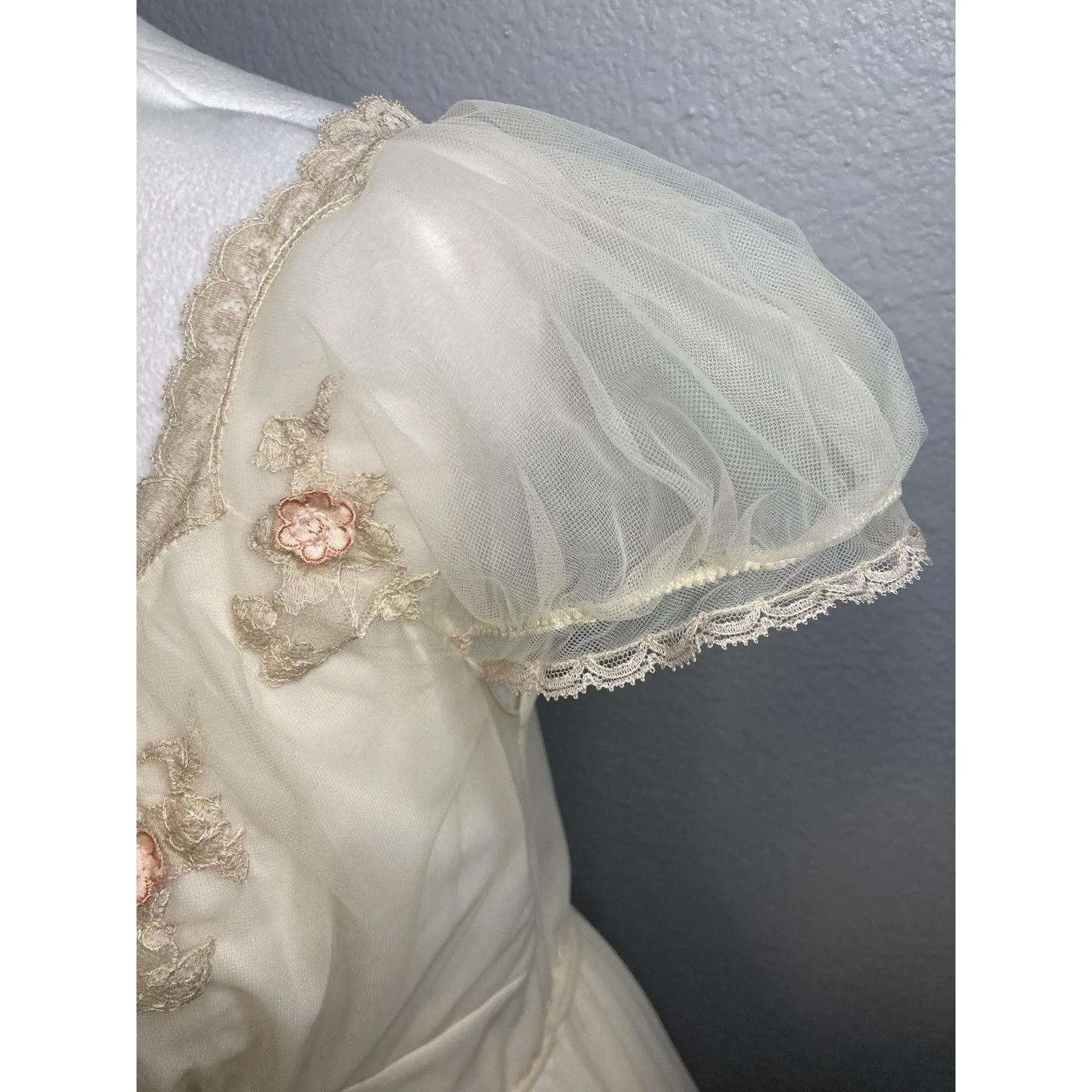 Vintage 40s/50s Artemis Nightgown Robe 32 Peignoir Set Chiffon Lace Lingerie - Image 3