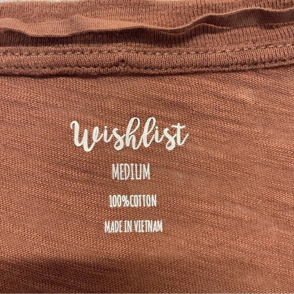Wishlist Burnout V-neck T-shirt Size Medium brown pocket tee short sleeve - Image 4