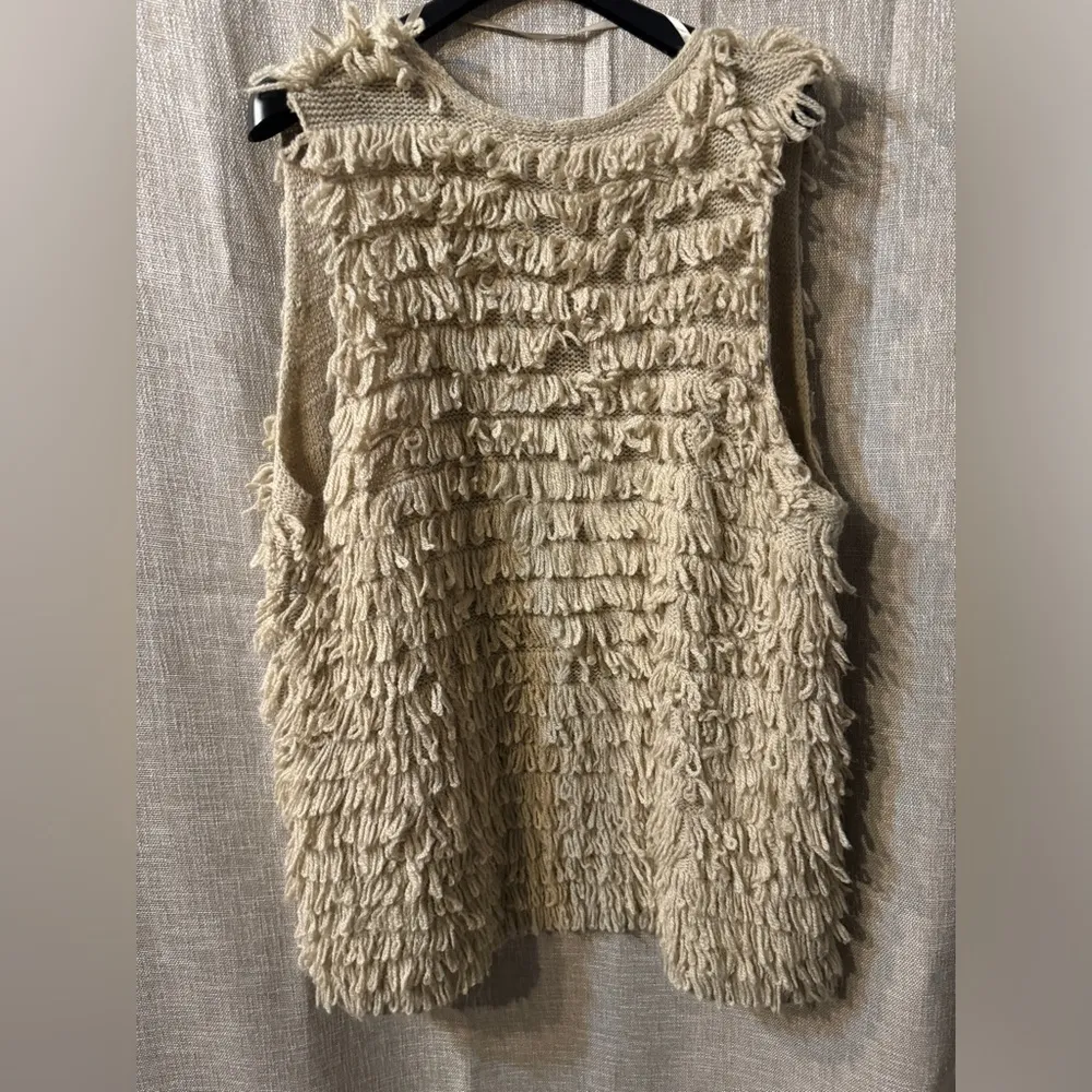 Cato tiered fringe sweater vest cream color size XL - Image 8