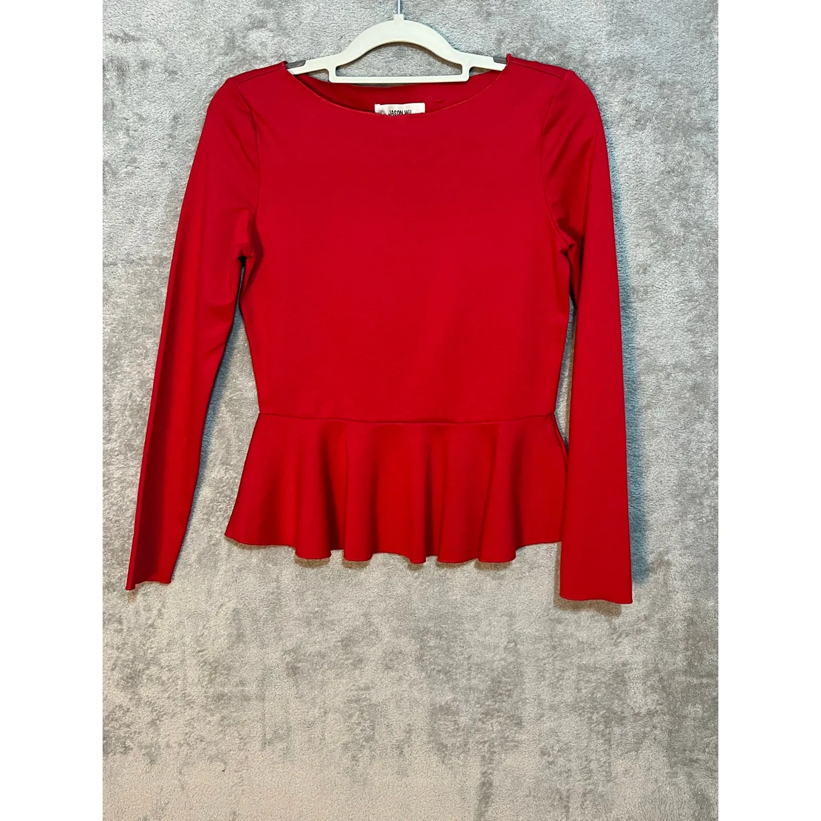 Jason Wu Peplum Blouse XS Red Dressy Office Siren Twee Valentines Day NWT - Image 2