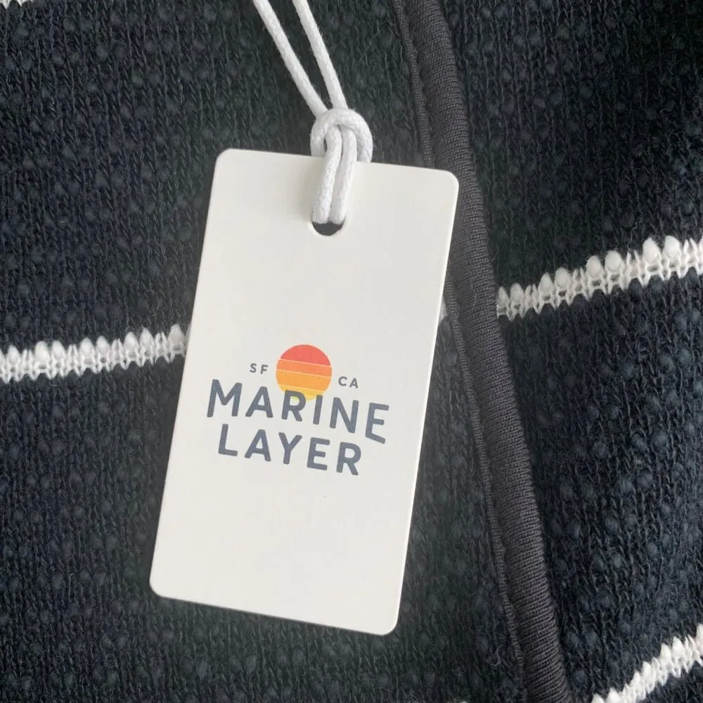 Marine Layer Birdseye Coat Real Black White Womens Extra Small XS Stripe - Image 5