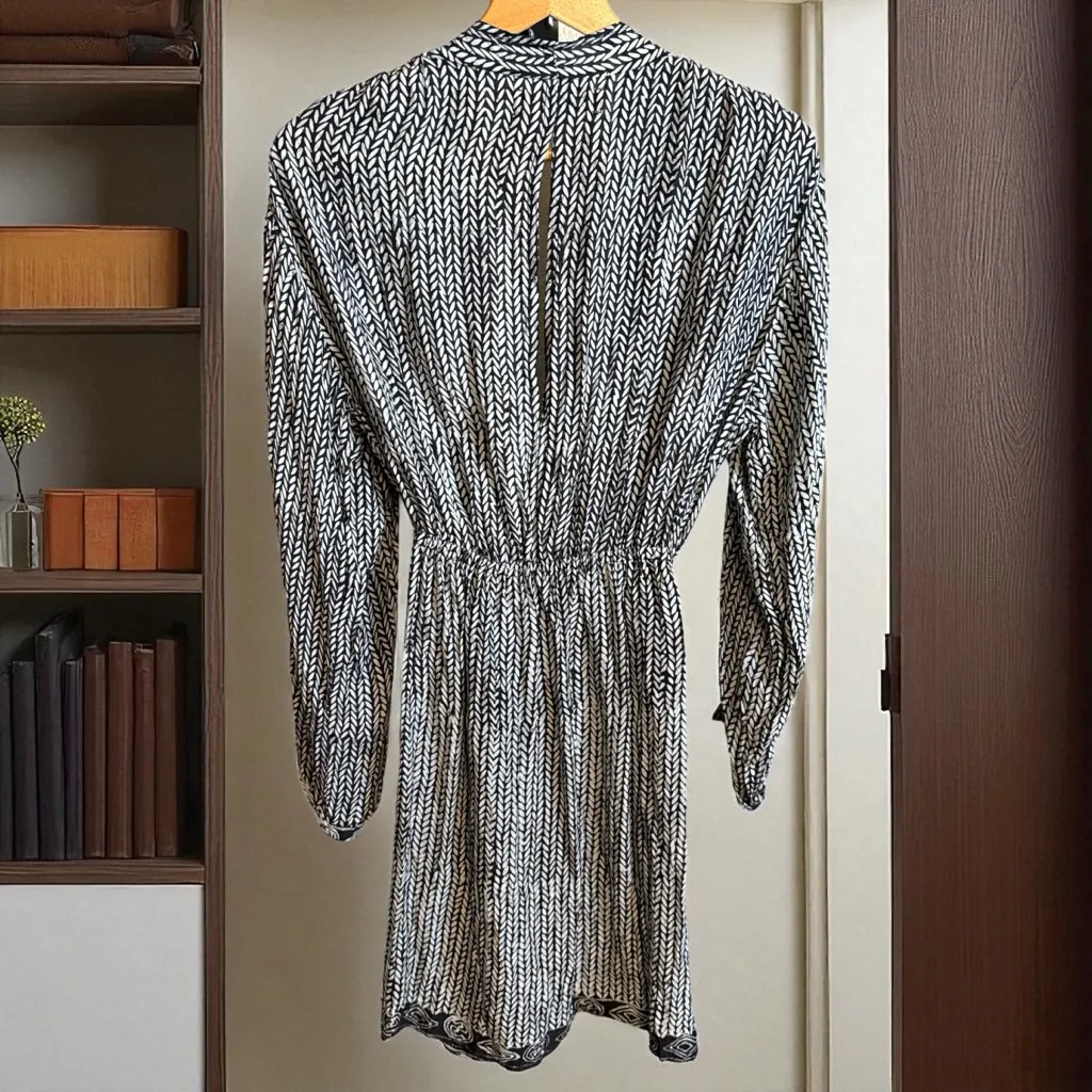 Natalie Martin - Silk Black and White Mini Dress - Image 3